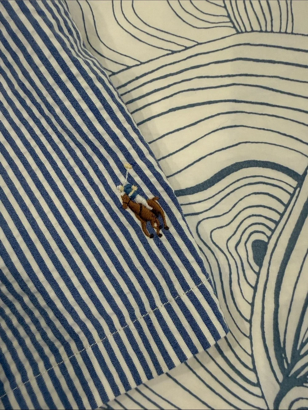 Polo by Ralph Lauren Navy and White Striped Men’s Swim Trunks